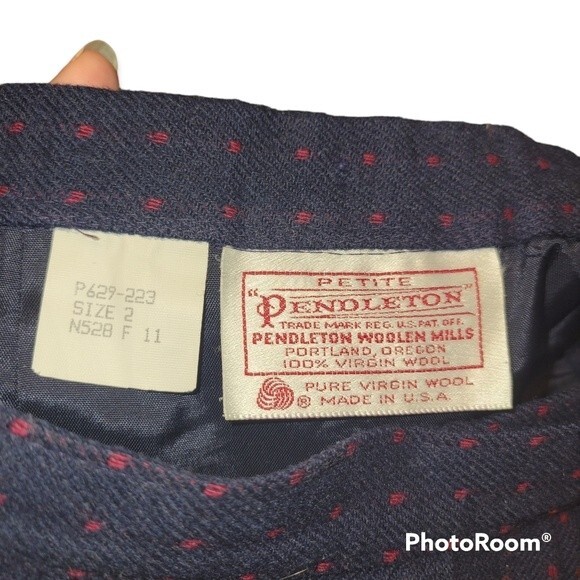 Vintage Pendleton Petite Navy Blue Red Swiss Dot Polka Dot Mini Skirt - 2 - Picture 3 of 3